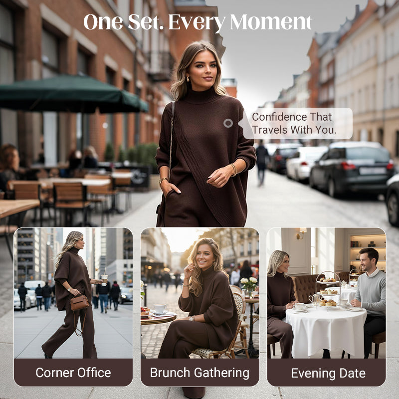 🎁Winter Hot Sale 50% OFF💝Women's 2-piece set – Asymmetrical sweater + Wide-Leg pants